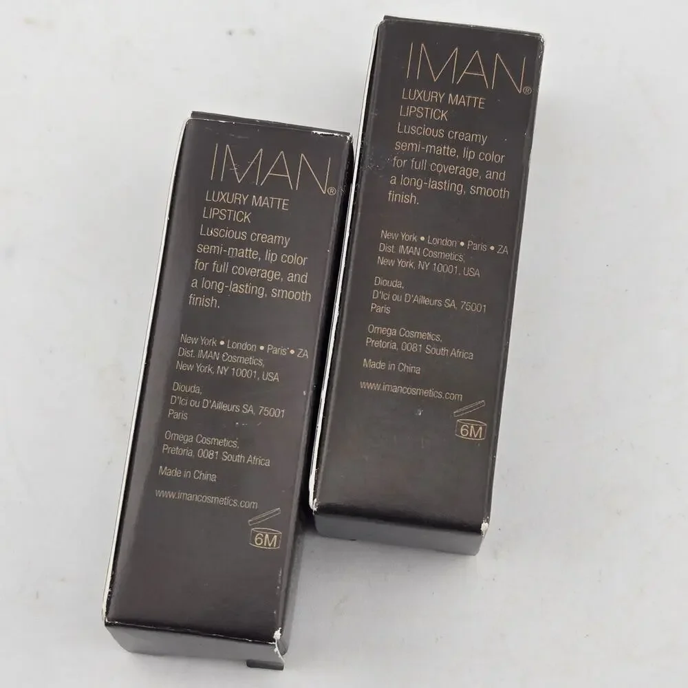 IMAN Luxury Matte Lipstick OUTLAW Set Of 2 Full Size 0.13oz Semi-Matte New